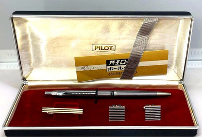 Pilot ballpoint pen stripe cufflinks and matching tie clip set in unused condition