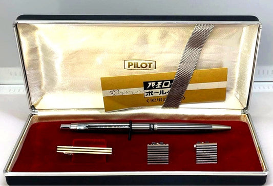 Pilot ballpoint pen stripe cufflinks and matching tie clip set in unused condition