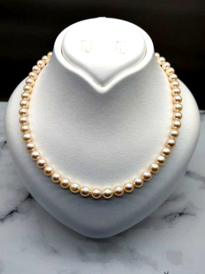 Akoya genuine pearl necklace 7-7.5mm pink white 42.3cm with silver clasp for formal occasions