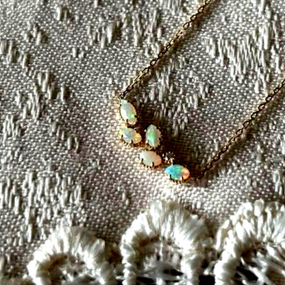 agete K18 Necklace with marquise-cut opals and diamonds set in K18 K14 metal in classic style