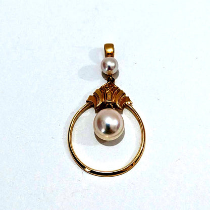2060 Mikimoto pearl pendant top in yellow gold K14YG with 3.3 cm height and 1.9 g weight