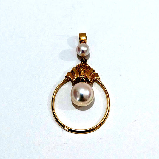 2060 Mikimoto pearl pendant top in yellow gold K14YG with 3.3 cm height and 1.9 g weight