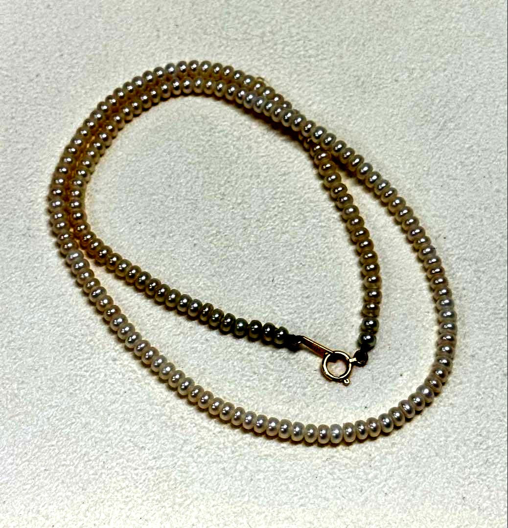 K18 Akoya Pearl Baby Pearl Necklace featuring 3.6mm pearls on a 42cm chain with K18 clasp