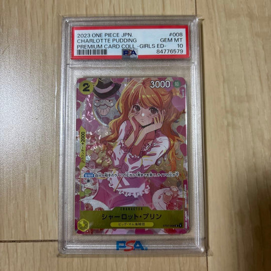 One Piece Girls Collection Charlotte Prin trading card PSA 10 grade with minor scratches and hologram fading