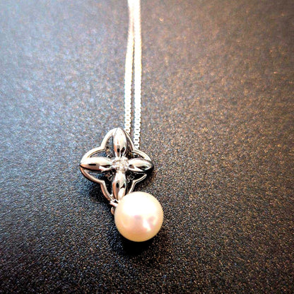 Mikimoto Akoya genuine pearl single pearl necklace with silver chain