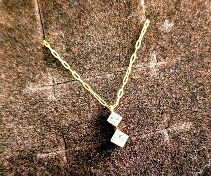 Agete K18 princess cut diamond necklace with 0.15ct diamonds on a 44cm gold chain