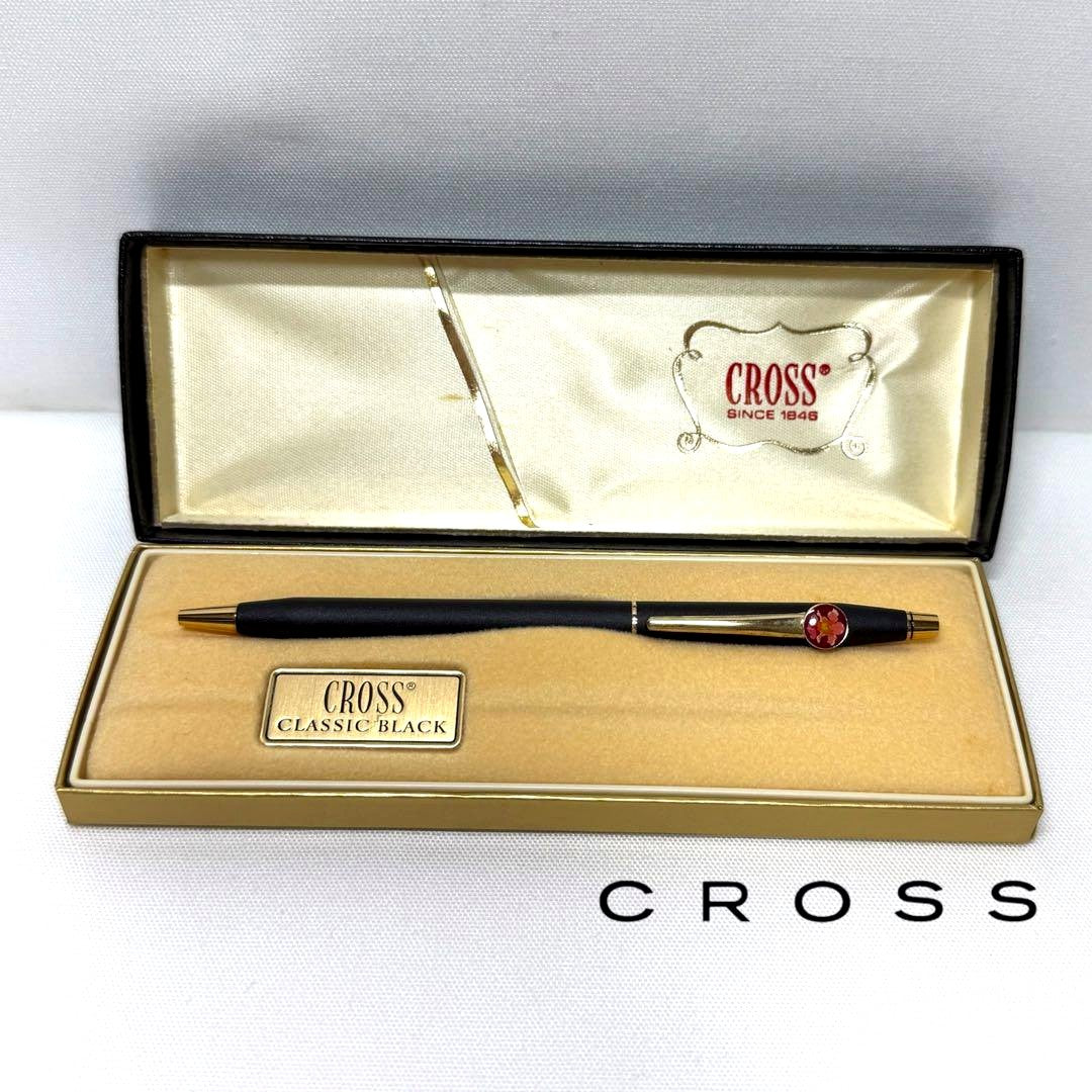 Gokubi Performance CROSS Classic Black ballpoint pen with flower pattern and blue ink in a box