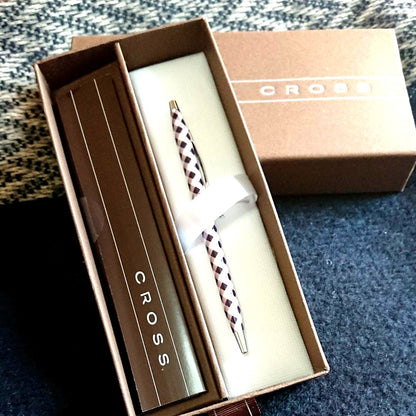 Cross ballpoint pen with checkered pattern and included gift box