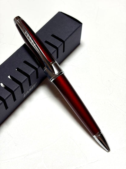 Cross Apogee ballpoint pen in bordeaux color with stretchable clip and push-style mechanism