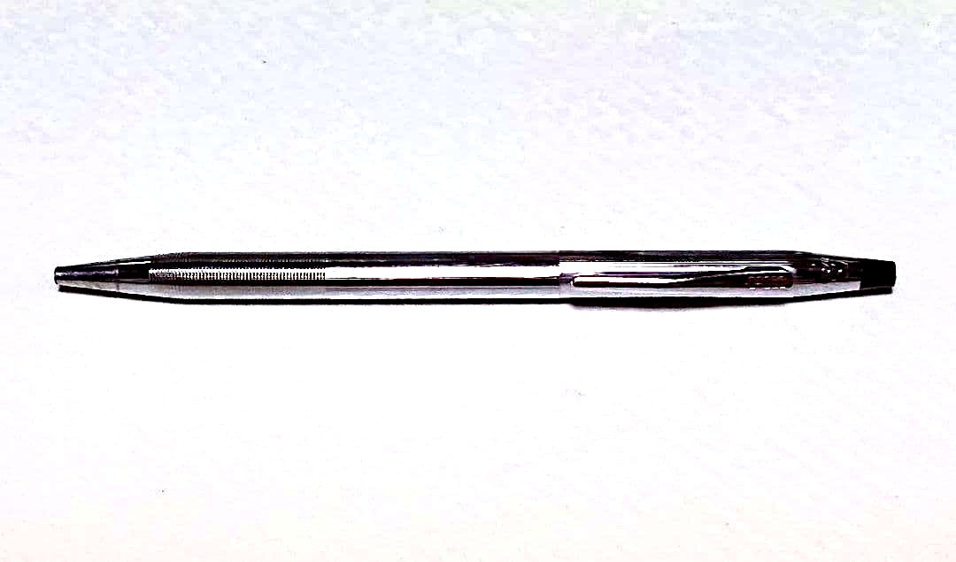 Silver Cross screw-type ballpoint pen made in USA with aged ink, vintage collectible from Japan import