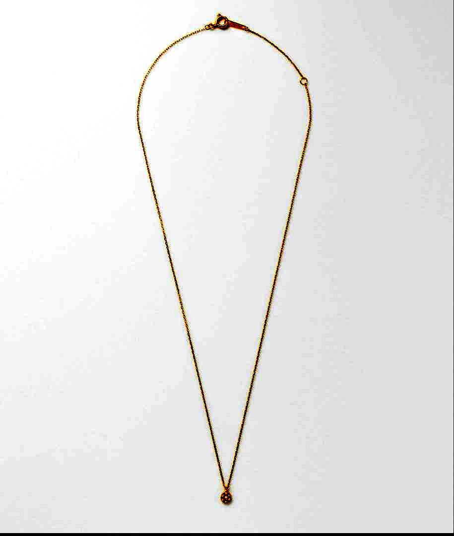 agete K10 Gold Diamond Necklace with adjustable length and small diamond pendant