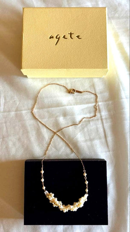 Agate Pearl Necklace K10 with 40 centimeters length featuring elegant pearls and agate beads