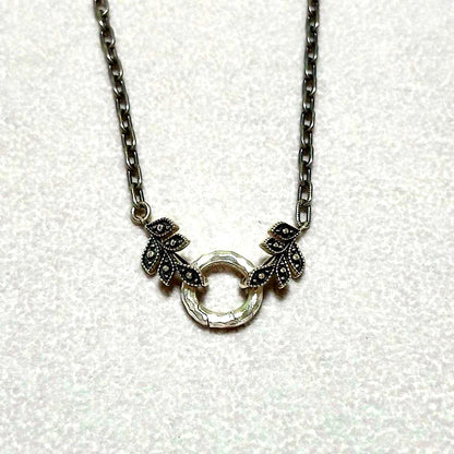 Agete silver necklace with joining ring, Y-shaped design, displayed on white background