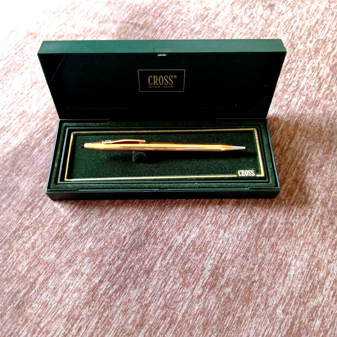 Casio Cross ballpoint pen in black with silver accents, shown unused and in excellent condition