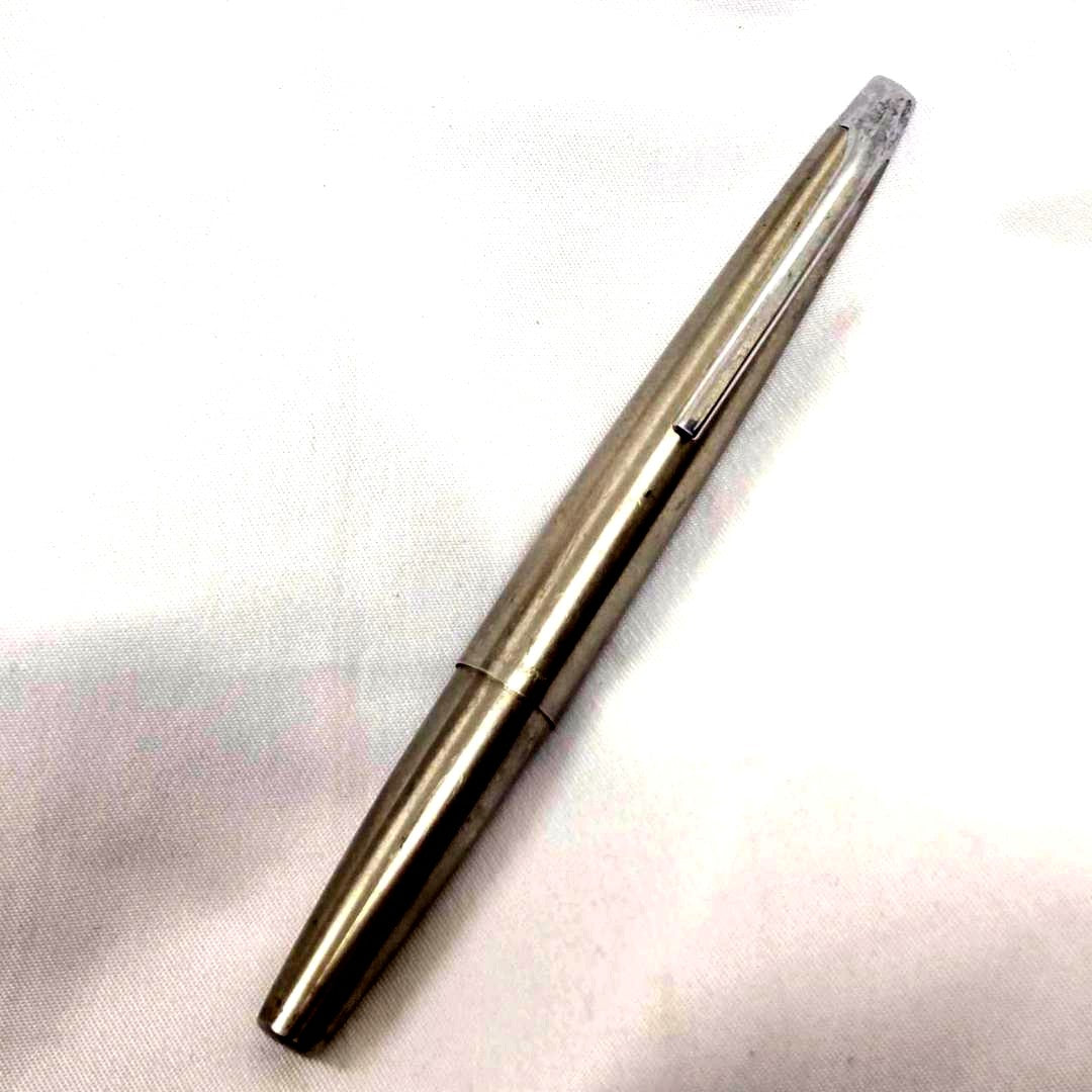 PILOT MU701 fountain pen with fine stainless steel tip in silver, showing minor scratches, no accessories