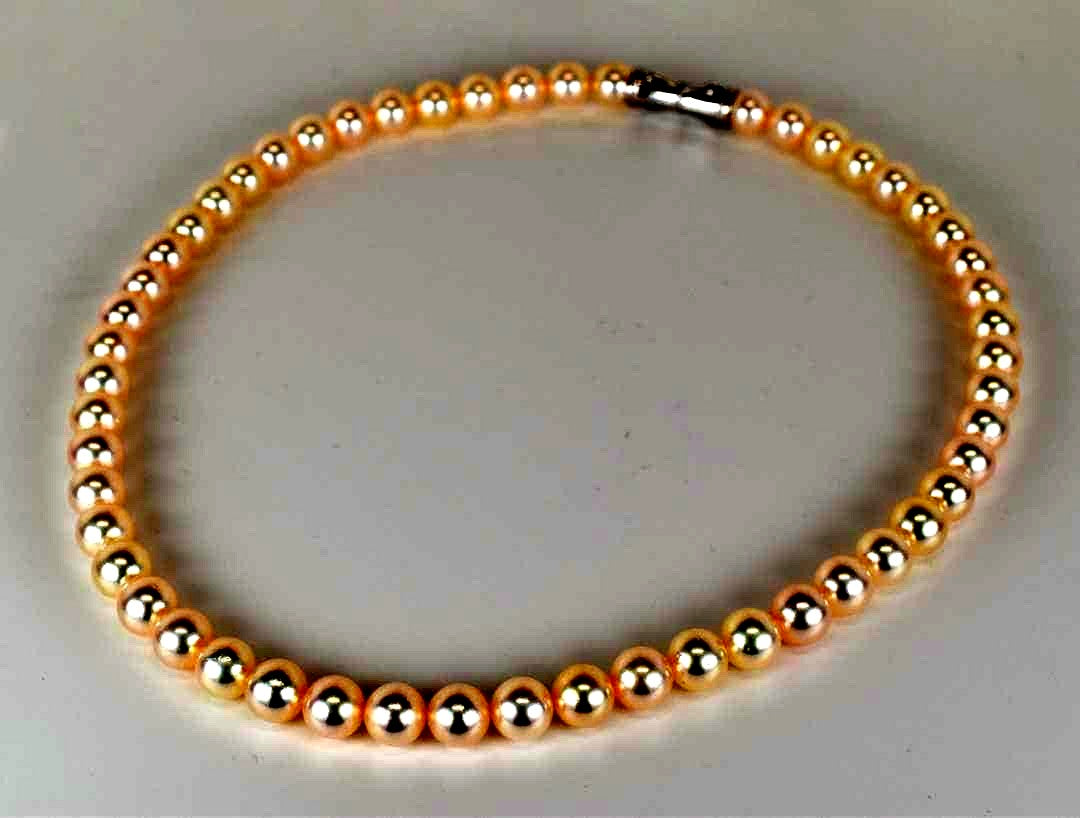 TASAKI Akoya pearl necklace with 53 pearls sized approximately 7.5 to 7.8mm and silver clasp