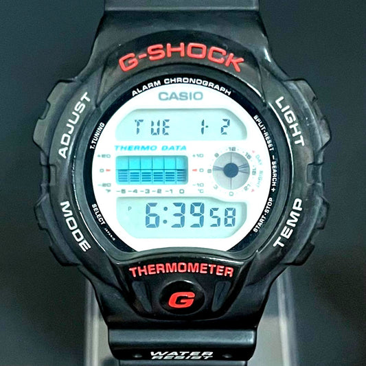 Casio G-Shock DW-6100-1 watch model with thermo sensor and digital display from 1992