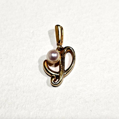 Mikimoto 1465 yellow gold necklace top with 3.5mm pearl, 1.5 cm length, 0.8 cm width, no chain