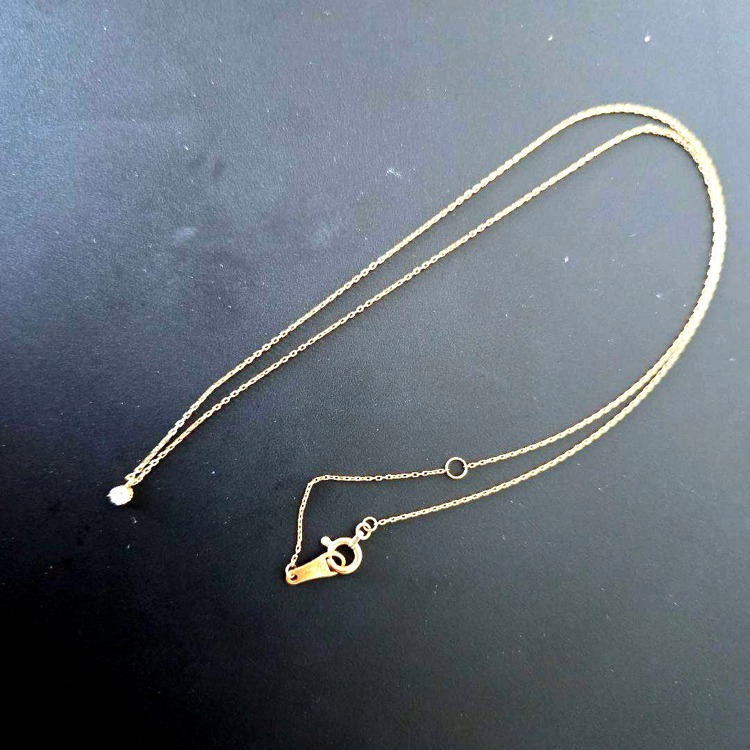 K18 gold diamond necklace with 0.05ct diamonds, 40 cm length, elegant design in gold color