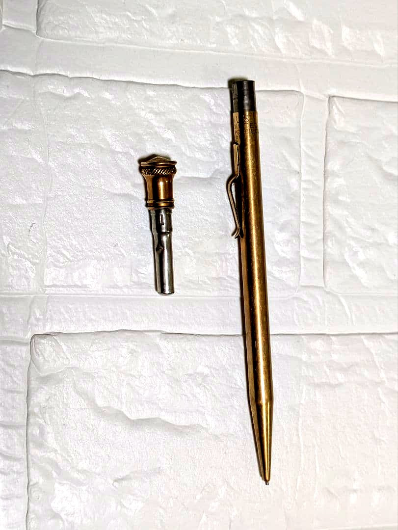 Vintage Venus Everpointed Gold Filled mechanical pencil by American Pencil Co with engraved markings and rotation lead mechanism