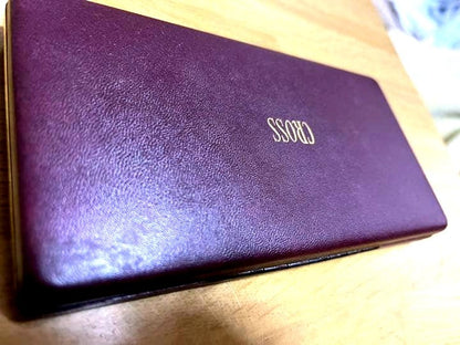 Cross ballpoint pen and mechanical pencil set displayed with included case in unused condition