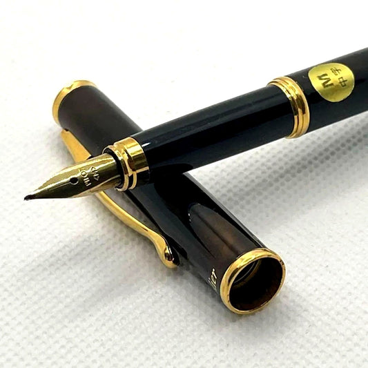 PILOT Cavalier Fountain Pen M with dark brown marble metal body, medium tip, made in Japan