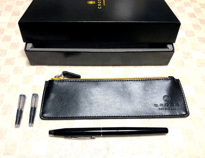 Cross Classic Century fountain pen with black pen case, instruction manual, and ink bottle from Japan import