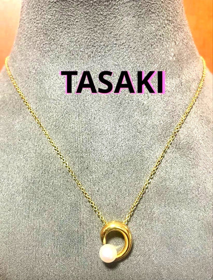TASAKI pearl necklace made of silver and yellow gold, 46cm length, weighing 5 grams