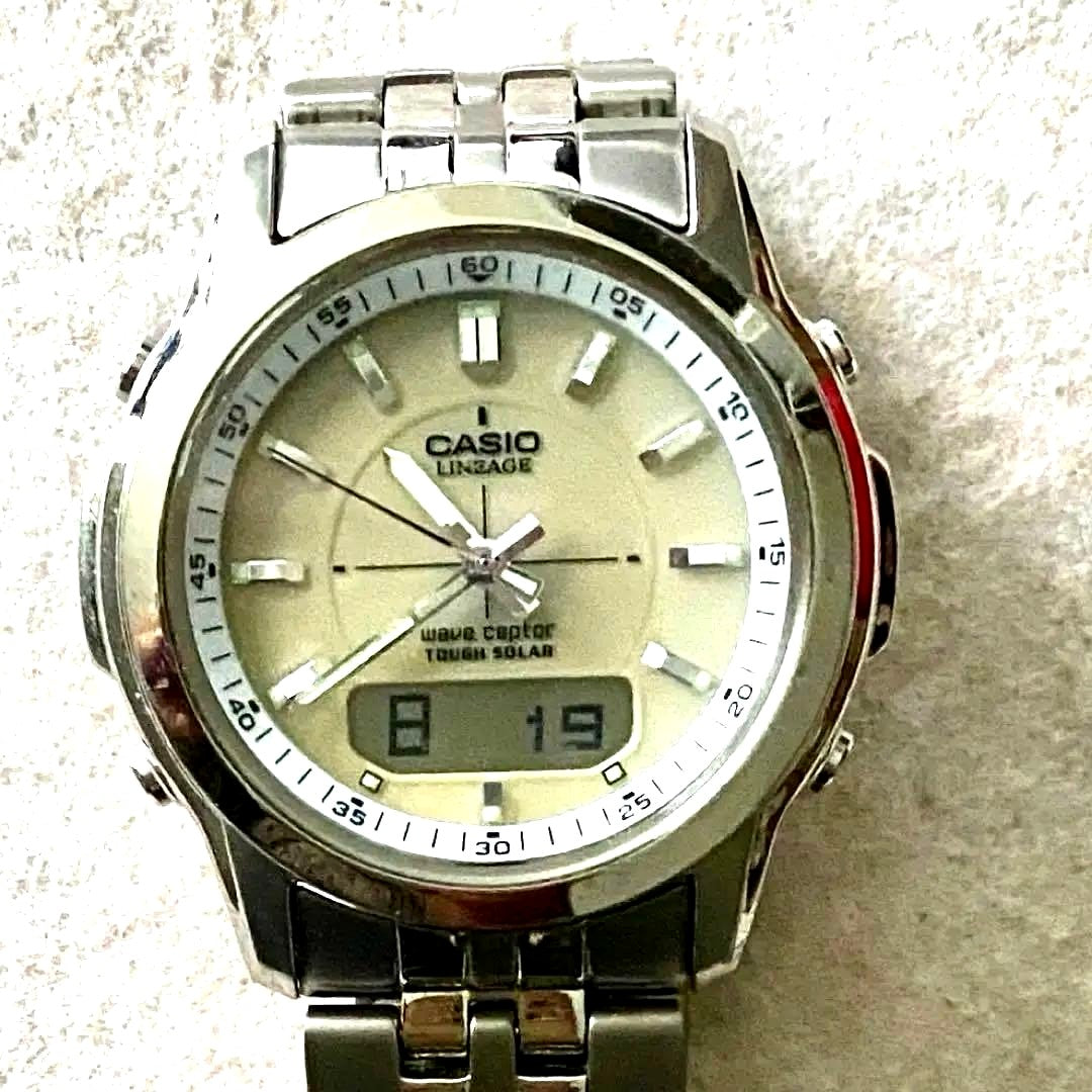 Casio Lineage radio-controlled men's wristwatch with analog and digital display in stainless steel