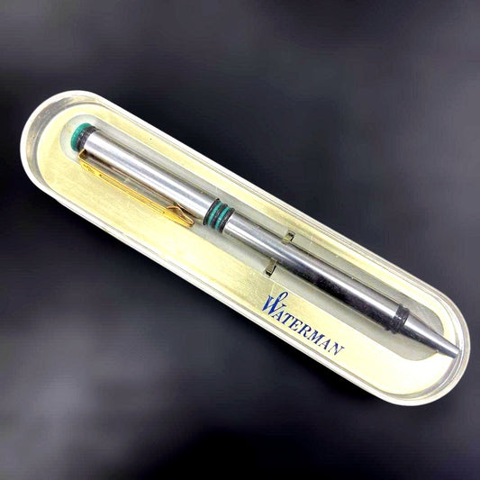 WATERMAN ballpoint pen retro style shown in close-up displaying vintage design and chrome details
