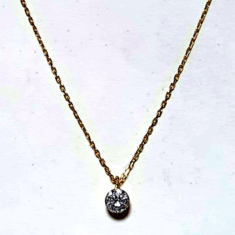 agete K18 gold necklace with 0.2ct diamond pendant, 45 cm chain length, 3.5 mm pendant size