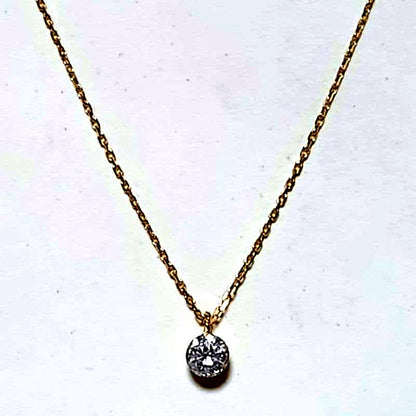 agete K18 gold necklace with 0.2ct diamond pendant, 45 cm chain length, 3.5 mm pendant size