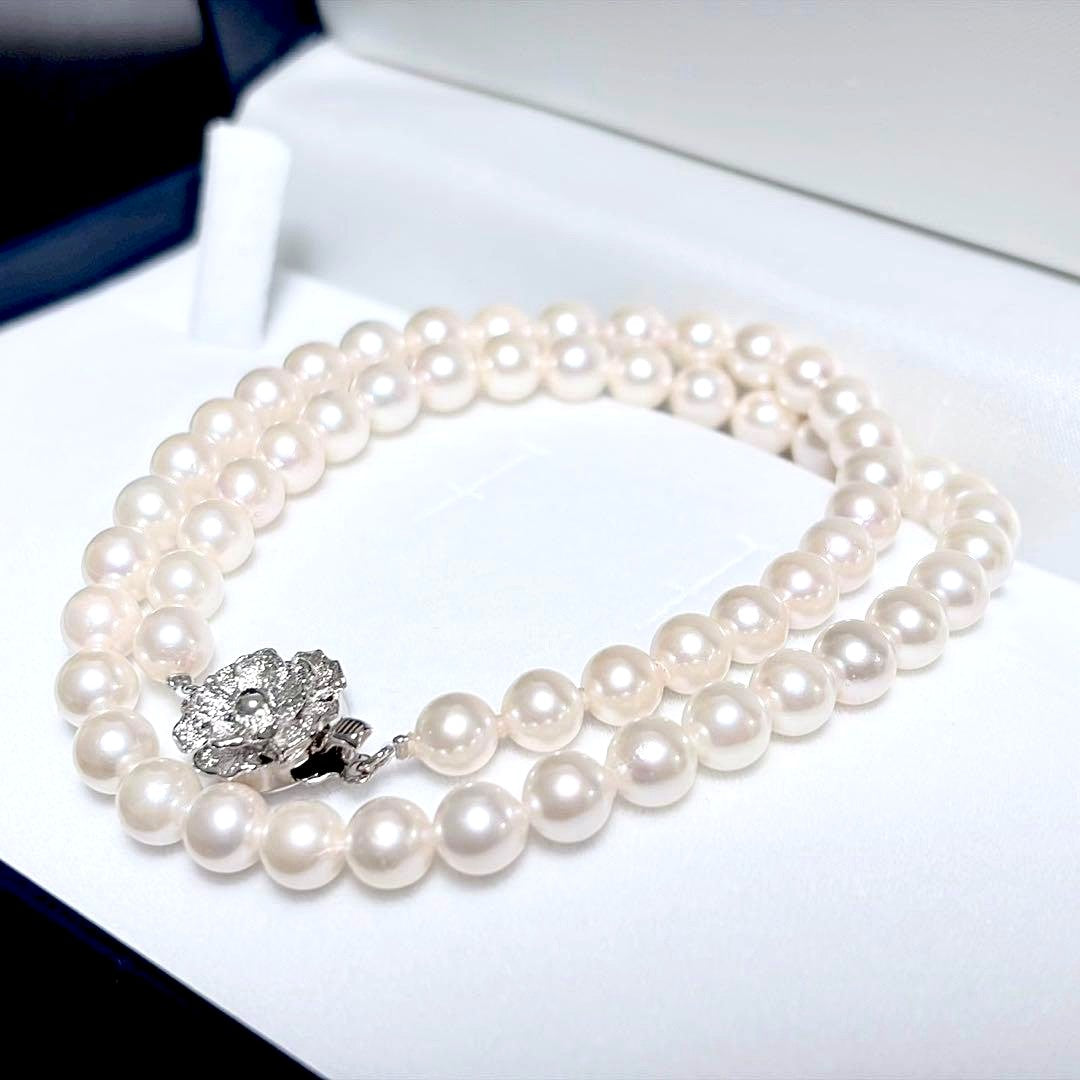 Honorable Pearl Akoya 6.5-6.9mm white pearl necklace with silver SV clasp, 42cm length