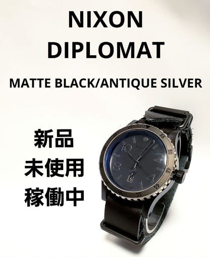 NIXON DIPLOMAT BLACK/ANTIQUE SILVER Quartz Men's Watch — Japanese