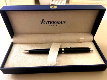 WATERMAN Navy ballpoint pen with slim metal body and dedicated case