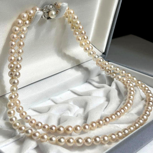 Two-strand Akoya pearl necklace with 6.0-6.5mm pearls measuring 41.5cm in length