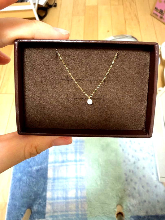 agete K18 gold necklace with 0.1ct diamond pendant on 45cm chain