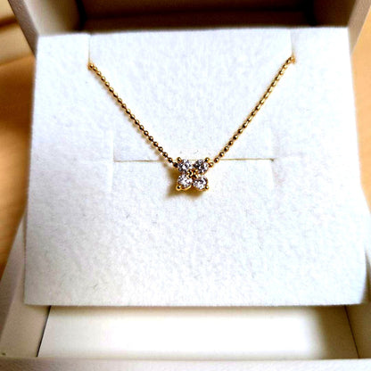 Tasaki 18k yellow gold diamond pendant necklace with 0.24ct diamonds and 39cm ball chain