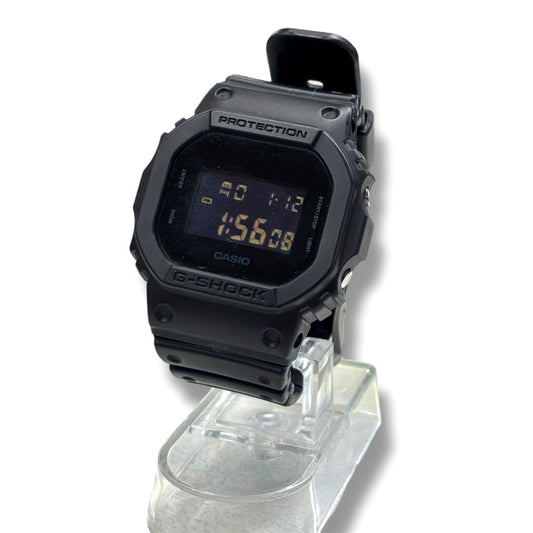 Casio G-Shock DW-5600UBB black watch front view in excellent used condition
