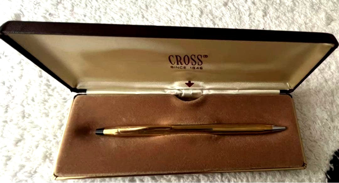 Used Cross Cross Pen Ballpoint 10KT since 1846 with blue ink tested and minor scratches