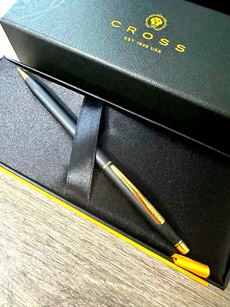 Cross Classic Black metal ballpoint pen with gold accents and dedicated black box