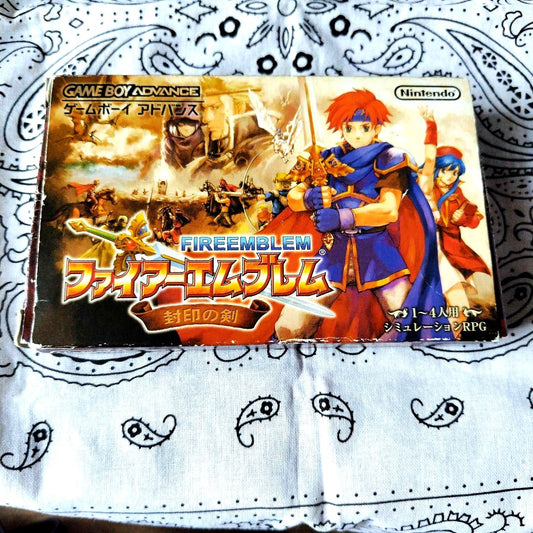 Fire Emblem Sealed Sword Game Boy Advance game cartridge with box and manual in used condition