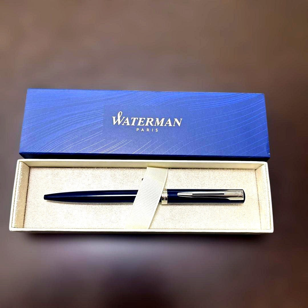 WATERMAN Ballpoint Pen Blue CT shown with box and certificate, new condition