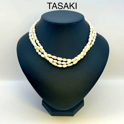 Tasaki SV 3-strand necklace featuring baroque pearls with a length of approximately 41cm
