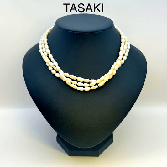 Tasaki SV 3-strand necklace featuring baroque pearls with a length of approximately 41cm