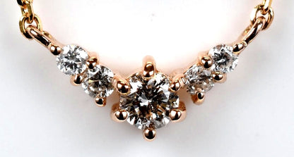 Agete yellow gold necklace featuring 5 diamonds totaling 0.08 carats on a 40cm adjustable chain