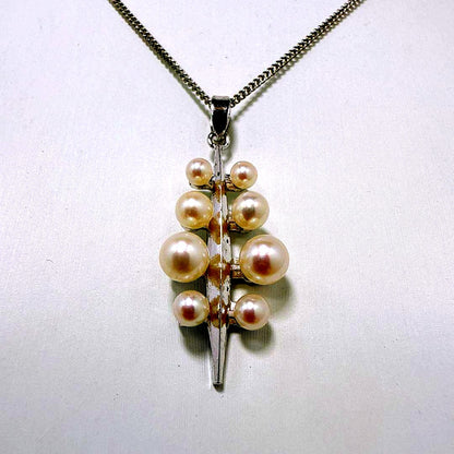 MIKIMOTO Silver Akoya baby pearl necklace with 8 pearls on a 40cm metal chain