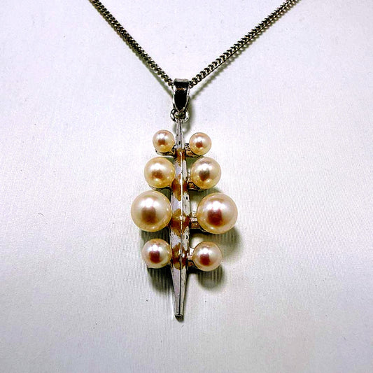 MIKIMOTO Silver Akoya baby pearl necklace with 8 pearls on a 40cm metal chain