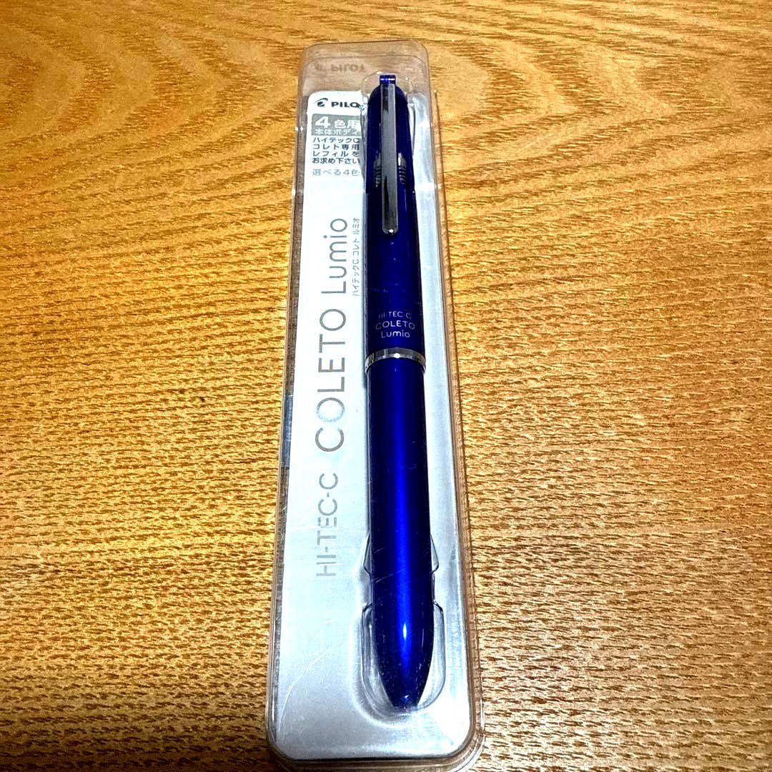 Discontinued Pilot Hi-Tec-C Coleto Lumio 4-color metallic blue pen without refill stored at home