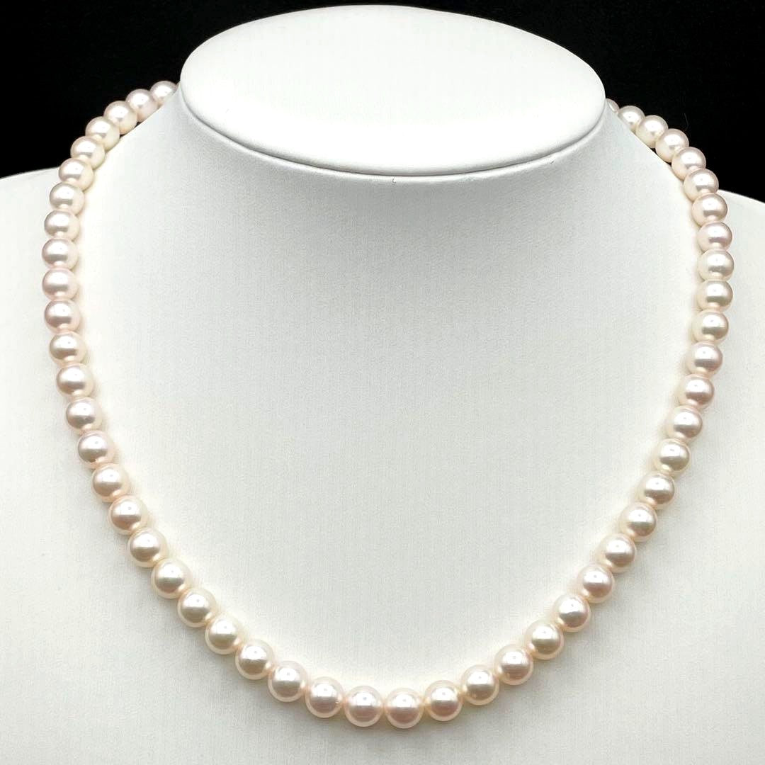 Tasaki Akoya pearl necklace 6.5-7.0mm white pearls with silver clasp 42cm length